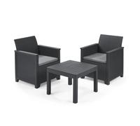 Keter Emma 2 Seater Graphite Balcony Sofa Set - Black - Wilko