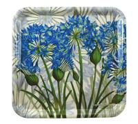 Emma Ball Blue AGAPANTHUS Colourful Square Melamine Tray - White, Blue, Green - 29 cm