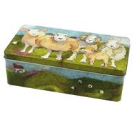 Emma Ball Colourful Cream Cracker/Biscuit/Bits n Bobs Long Rectangular Storage Tin - Felted SHEEP Design - 23.5 cm