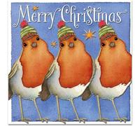 Emma Ball Dancing Robins Xmas Cards Pack of 6 Three Robins Christmas Cards