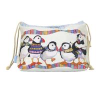 Emma Ball Knitting Puffins Design Drawstring Bag