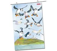 Emma Ball "Puffin Coastal Puffins, Pure cotton tea towel. Printed in the UK.
