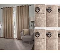 Ambiance Thermal Blackout Eyelet Curtains 3D Embossed Taupe Curtains With Reflective Reverse Weave - Width 66" x Drop 72" (168 x 183cm) - Emma Barclay