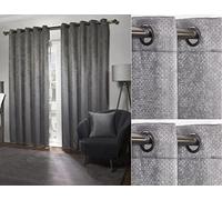 Emma Barclay Ambiance Thermal Blackout Eyelet Curtains - 3D Embossed Curtains With Reflective Reverse Weave in Charcoal - Width 66 x Drop 90" (168 x 228cm)
