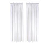 Emma Barclay Lined Pencil Pleat Voile Curtain Pair in White - Width 66 x Drop 54" (168 x 137cm)