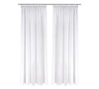 Emma Barclay - Lined Voile Curtains for Windows Semi Transparent White Voile Curtain Pencil Pleated Sheer Mesh Day Curtain For Living Room 2 Panel Aalia Collection (46” x 72” Inch)
