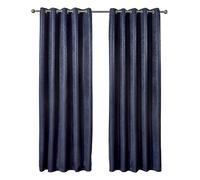 Emma Barclay Ambiance Eyelet Curtains - Soft Suede Velvet Look Textured Ring Top Curtains for Bedroom & Living Room - Softens Daylight & Adds Privacy (Navy, W 46" x L 72" (2 Panels))
