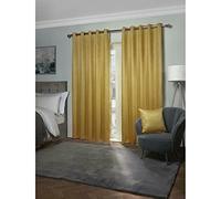 Emma Barclay Ambiance Thermal Blackout Eyelet Curtains - 3D Embossed Curtains With Reflective Reverse Weave in Ochre - Width 66 x Drop 90" (168 x 228cm)