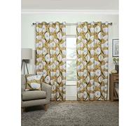 Emma Barclay Amelia Eyelet Curtains 66 X 72 inches Ochre