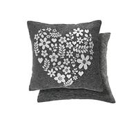 Emma Barclay Amor Heart - Cushion Cover in Charcoal - 17x17 (43x43cm)