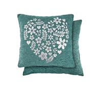 Emma Barclay Amor Heart - Cushion Cover in Teal - 17x17 (43x43cm)