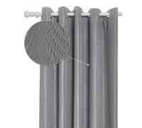 Emma Barclay Aura Lined Eyelet Curtains, Charcoal - 46 X 54 Inch Pair