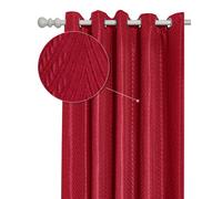 Emma Barclay Aura Lined Eyelet Curtains, Cranberry - 66 X 54 Inch Pair