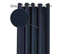 Emma Barclay Aura Lined Eyelet Curtains, Navy - 90 X 72 Inch Pair