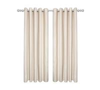 Emma Barclay Aura Lined Eyelet Curtains - Soft Plain Ring Top Curtain Pair for Bedroom, Living Room & Lounge - Softens Daylight & Adds Privacy (Cream, W 46" x L 54" (2 Panels))