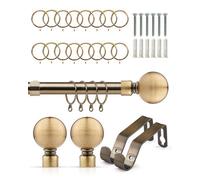Emma Barclay Ball 19mm Extendable Metal Curtain Pole, Antique Brass - 120 To 210Cm With Rings & Finials