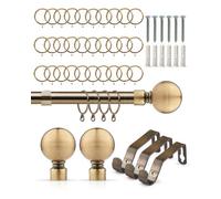 Emma Barclay Ball 19mm Extendable Metal Curtain Pole, Antique Brass - 160 To 300Cm With Rings & Finials