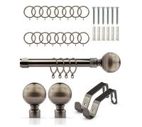 Emma Barclay Ball 19mm Extendable Metal Curtain Pole, Black Nickel - 120 To 210Cm With Rings & Finials