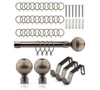 Emma Barclay Ball 19mm Extendable Metal Curtain Pole, Black Nickel - 160 To 300Cm With Rings & Finials