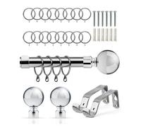 Emma Barclay Ball 19mm Extendable Metal Curtain Pole, Chrome - 120 To 210Cm With Rings & Finials