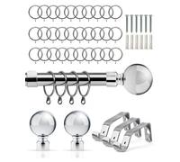 Emma Barclay Ball 19mm Extendable Metal Curtain Pole, Chrome - 160 To 300Cm With Rings & Finials