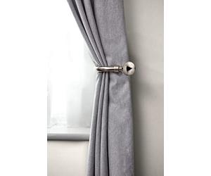 Emma Barclay, Ball - Pair of Holdaback Tiebacks with End Finials in Brushed Silver - 20cm