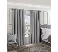 Emma Barclay - Blackout Curtains for Bedroom Living Room Thermal Insulated Woven Eyelet Blackout Curtains Cali Collection (66” x 54” Inch)(Silver)
