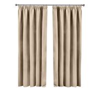 Emma Barclay - Blackout Curtains for Bedroom Living Room Thermal Insulated Woven Eyelet Blackout Curtains Cali Collection (W 90" x L 90")(Latte)