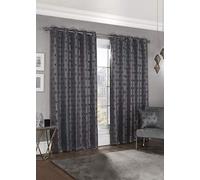 Emma Barclay Hartford - Woven Thermal Blackout Eyelet Curtains in Charcoal - Width 90 x Drop 72" (228 x 183cm)