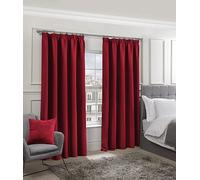 Emma Barclay - Blackout Curtains for Bedroom Living Room Thermal Insulated Woven Pencil Pleat Blackout Curtains Cali Collection (46” x 54” Inch)(Red)