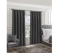 Emma Barclay - Blackout Curtains for Bedroom Living Room Thermal Insulated Woven Pencil Pleat Blackout Curtains Cali Collection (66” x 54” Inch)(Charcoal)