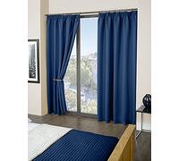 Emma Barclay - Blackout Curtains for Bedroom Living Room Thermal Insulated Woven Pencil Pleat Blackout Curtains Cali Collection (66” x 90” Inch)(Navy)
