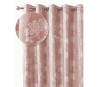 Emma Barclay Blossom Eyelet Curtains - Lined Heavyweight Floral Ring Top Curtains for Bedroom, Living Room & Lounge - Softens Daylight & Adds Privacy (Blush Pink, W 90" x L 90" (2 Panels))