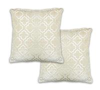 Emma Barclay Bohemia Geometric Satin Chenille Cushion Cover in Cream - 17x17 (43x43cm)
