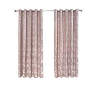 Emma Barclay Butterfly Meadow Eyelet Curtains - Lined Light Filtering Floral Leaf & Butterfly Ring Top Curtains for Bedroom & Living Room (Blush Pink, W 66" x L 72" (2 Panels))