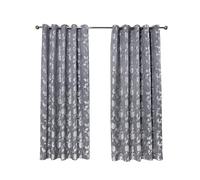 Emma Barclay Butterfly Meadow Eyelet Curtains - Lined Light Filtering Floral Leaf & Butterfly Ring Top Curtains for Bedroom & Living Room (Silver, W 46" x L 72" (2 Panels))