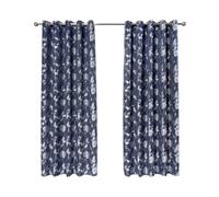 Emma Barclay Butterfly Meadow Lined Eyelet Curtains, Navy Blue - 90 Wide X 90 Drop Inch Pair