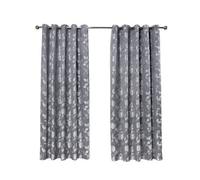 Emma Barclay Butterfly Meadow Eyelet Curtains - Lined Light Filtering Floral Leaf & Butterfly Ring Top Curtains for Bedroom & Living Room (Silver, W 66" x L 72" (2 Panels))