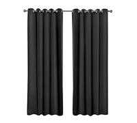 Emma Barclay Cali Curtains - Soft Plain Eyelet & Pencil Pleat Curtain Pair for Bedroom & Living Room (Black, W 66" x L 90" (2 Panels), Eyelet)