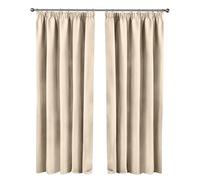 Emma Barclay Cali Curtains - Soft Plain Eyelet & Pencil Pleat Curtain Pair for Bedroom & Living Room (Natural, W 66" x L 72" (2 Panels), Pencil Pleat)