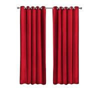 Emma Barclay Cali Curtains - Soft Plain Eyelet & Pencil Pleat Curtain Pair for Bedroom & Living Room (Red, W 66" x L 90" (2 Panels), Eyelet)