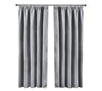Emma Barclay Cali Curtains - Soft Plain Eyelet & Pencil Pleat Curtain Pair for Bedroom & Living Room (Silver, W 46" x L 54" (2 Panels), Pencil Pleat)