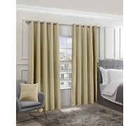 Emma Barclay Cali Eyelet - Woven Thermal Blackout Eyelet Curtains in Beige - Width 66 x Drop 54" (168 x 137cm)