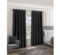 Emma Barclay Cali Eyelet - Woven Thermal Blackout Eyelet Curtains in Black - Width 66 x Drop 54" (168 x 137cm)