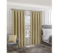 Emma Barclay Cali Pencil Pleat - Woven Thermal Blackout Pencil Pleat Curtains in Beige - Width 46 x Drop 72" (116 x 183cm)