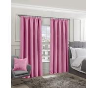Emma Barclay Cali Pencil Pleat - Woven Thermal Blackout Pencil Pleat Curtains in Pink - Width 46 x Drop 72" (116 x 183cm)