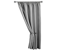 Emma Barclay Cali Pencil Pleat - Woven Thermal Blackout Pencil Pleat Door Curtain in Grey - Width 66" x 84"Drop (168x213cm)