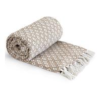 Emma Barclay Casablanca - Scandi Woven Recycled Cotton Chair Sofa Setee Bed Throw Over Blanket in Taupe - 70x100 (178x254cm)