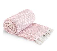 Emma Barclay Casablanca - Scandi Woven Recycled Cotton Chair Sofa Setee Bed Throw Over Blanket in Blush Pink - 90x100 (228x254cm)