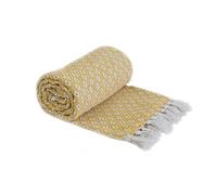Casablanca - Scandi Woven Recycled Cotton Chair Sofa Setee Bed Throw Over Blanket in Ochre - 50x60 (127x152cm) - Emma Barclay | TJ Hughes
